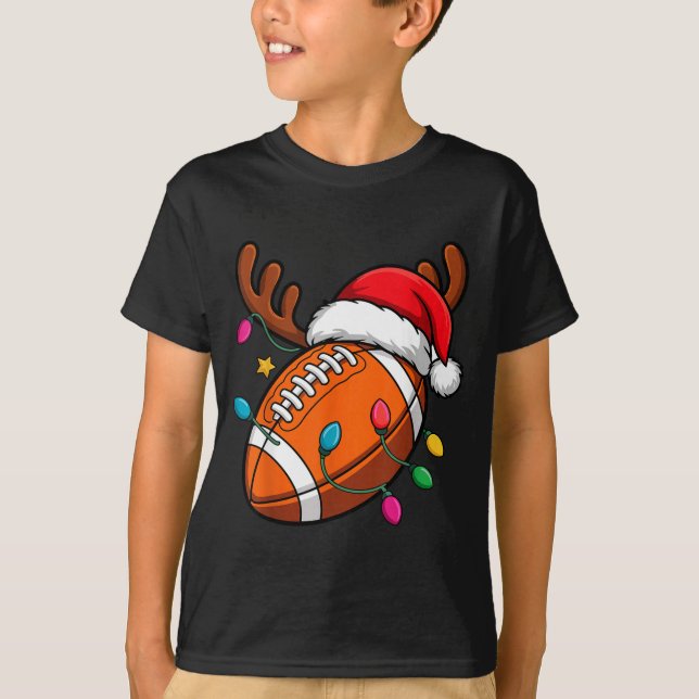 Football American Reindeer Horns Christmas Xmas Ba T-Shirt (Front)