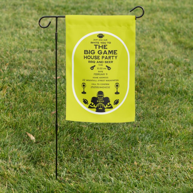 Football And BBQ House Party Garden Flag (In SItu)