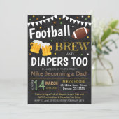 Football And Beer Baby Shower Invitation (Standing Front)