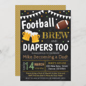 Football And Beer Baby Shower Invitation (Front/Back)