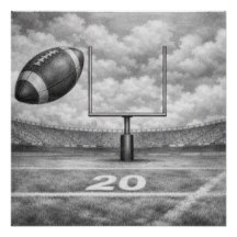 Football and Goalpost Sketch – Square Poster