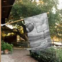 Football and Goalpost Sketch – Vertical House Flag