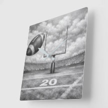 Football and Goalpost – Square Acrylic Clock