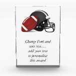 Football And Helmet Award<br><div class="desc">You can customize this item by adding text, a photo or resizing the image to be larger, smaller, or tiled to fill the entire area! There are also background colors that you can add to personalize! These options are available on most products. Click the CUSTOMIZE IT button to get started!...</div>
