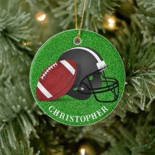 Football and Helmet Christmas Ceramic Ornament