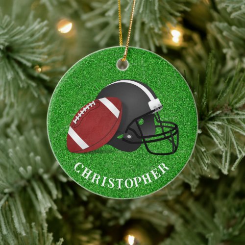  Football And Helmet Christmas  Ceramic Ornament