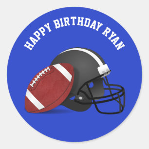 Football and Helmet Custom Birthday Classic Round Classic Round Sticker