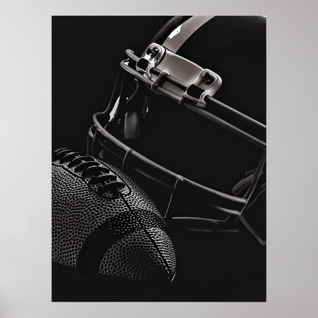 Football and Helmet Dark Dramatic Poster (Front)