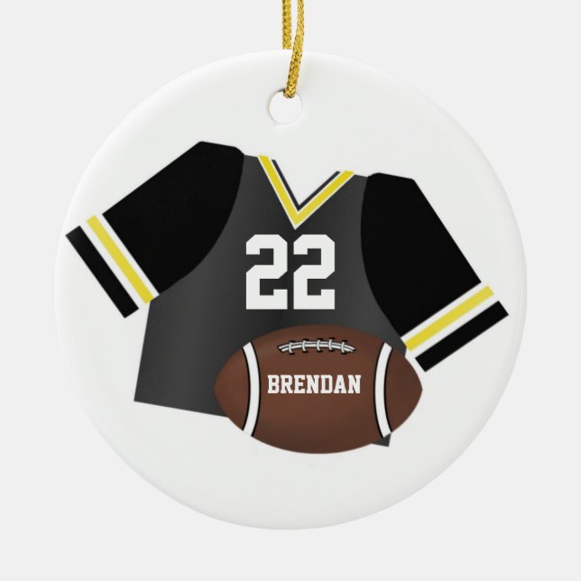 Football and Jersey Personalized Keepsake Ornament (Front)