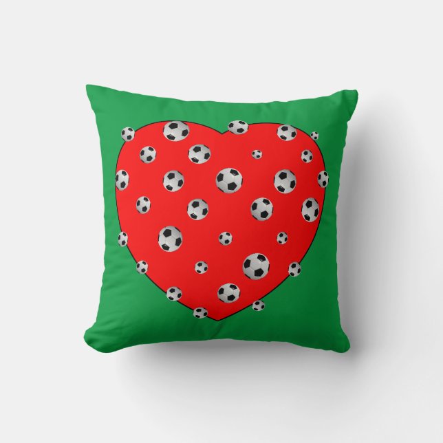Football And Red Heart Throw Pillow (Front)