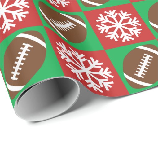 Football and Snowflake Football Player Christmas Wrapping Paper Zazzle