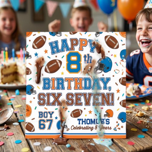 Football and Sprinkles 8th Birthday Party Napkins