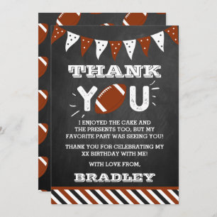 Football Any Age Birthday Thank You Card
