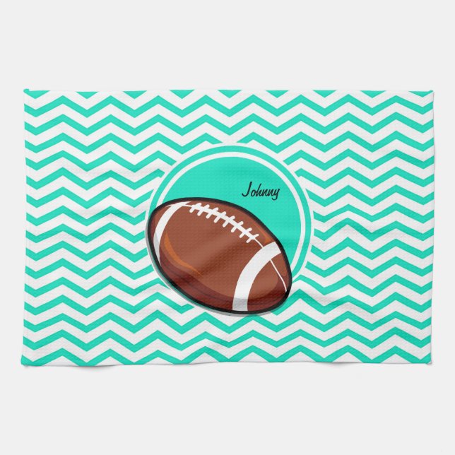Football; Aqua Green Chevron Towel (Horizontal)