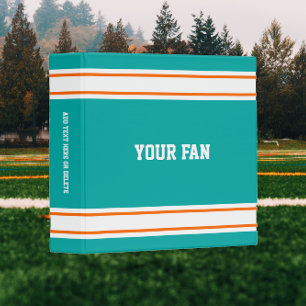 Football Aqua, Orange & White Personalized Binder