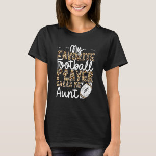 Football Aunt Football Player Leopard Pattern Foot T-Shirt