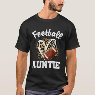 Football Auntie Leopard Heart  T-Shirt
