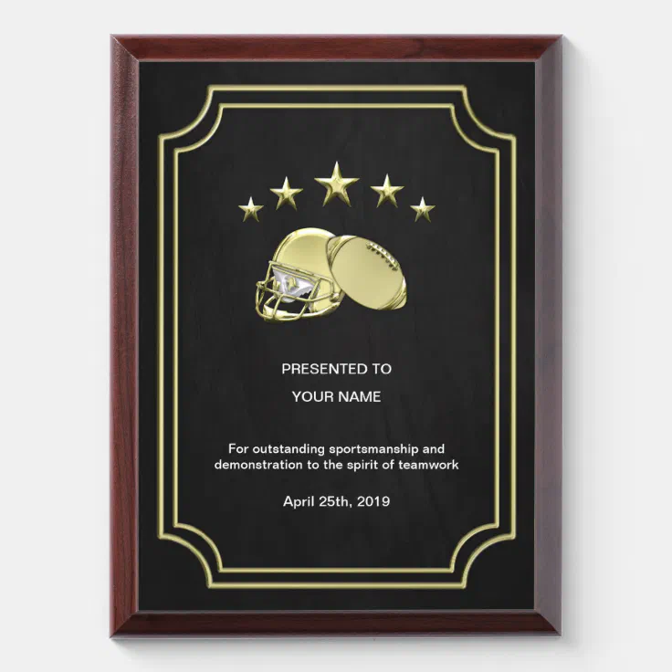 Football Award Plaque Zazzle