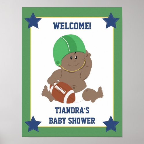 Football Baby African American Welcome Sign