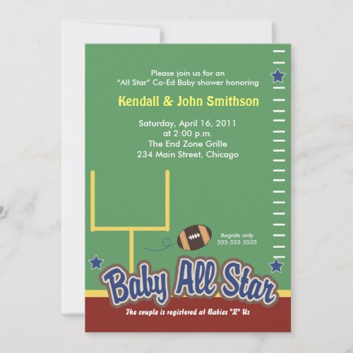 FOOTBALL Baby All Stars Baby Shower Invite Maroon