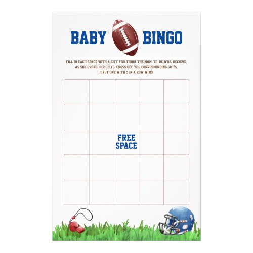 Football Baby BINGO Baby Shower Game Flyer