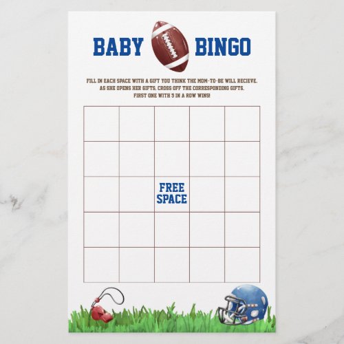 Football Baby BINGO Baby Shower Game Flyer