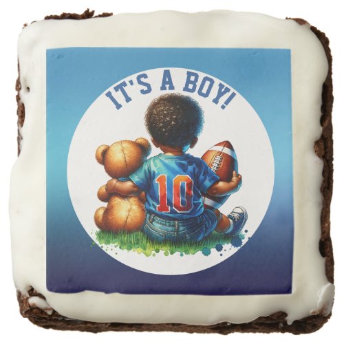 Football Baby Boy and Teddy Baby Shower Its a Boy Brownie