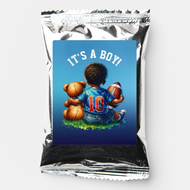 Football Baby Boy and Teddy Baby Shower It's a Boy Coffee Drink Mix (Front)