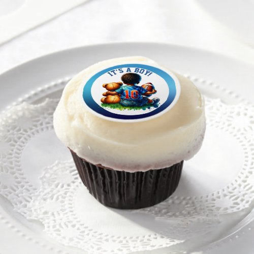 Football Baby Boy and Teddy Baby Shower Its a Boy Edible Frosting Rounds