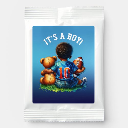 Football Baby Boy and Teddy Baby Shower Its a Boy Hot Chocolate Drink Mix