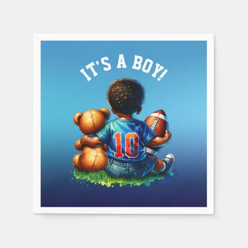 Football Baby Boy and Teddy Baby Shower Its a Boy Napkins