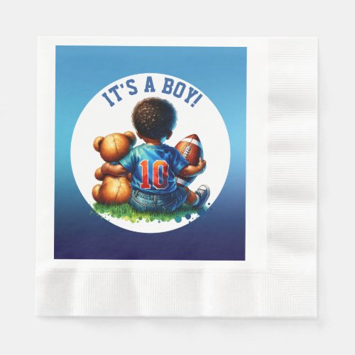 Football Baby Boy and Teddy Baby Shower Its a Boy Napkins