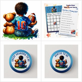 Football Baby Boy and Teddy Bear Baby Shower