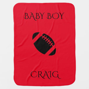 Football Baby boy blanket with personalized name.