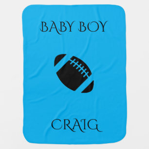 Football Baby boy blanket with personalized name.