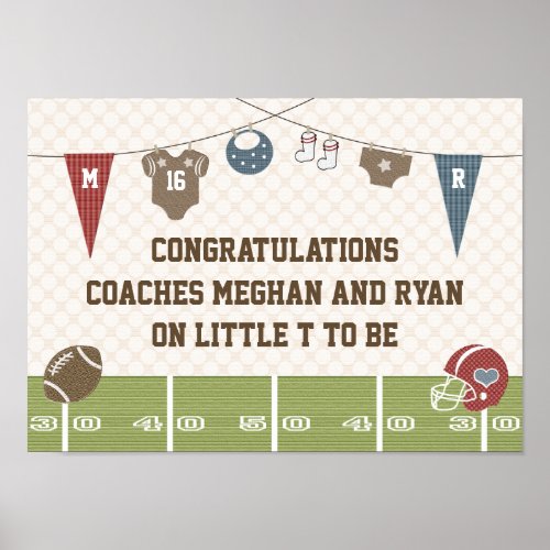 Football Baby Couples Co_ed Baby Shower Banner Poster