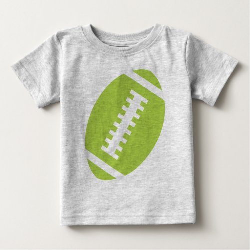 FOOTBALL BABY Gray  Front Lime Green Football Baby T_Shirt