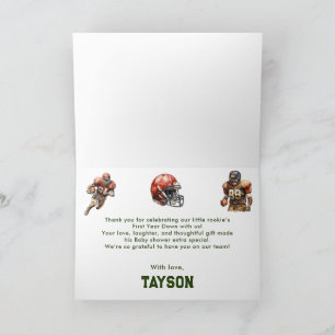 Football Baby Shower A Little All Star Is On His Letterpress Thank You Card