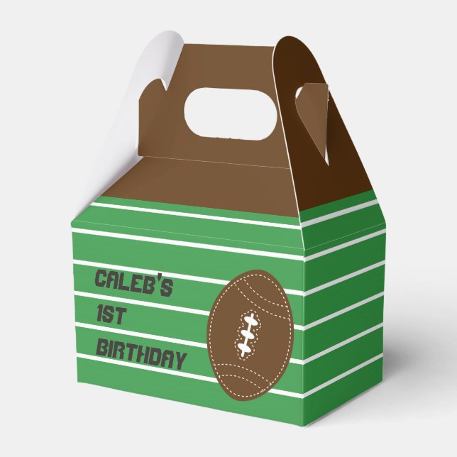 Football Baby Shower Birthday Party Favor Boxes (Front Side)