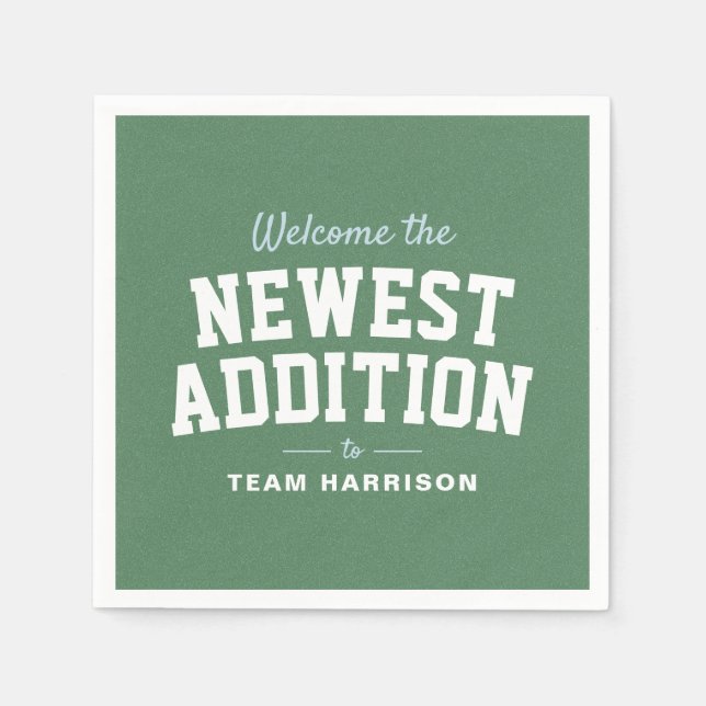 Football baby shower blue tailgate personalized napkins (Front)