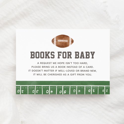 Football Baby Shower Books for Baby Enclosure Card