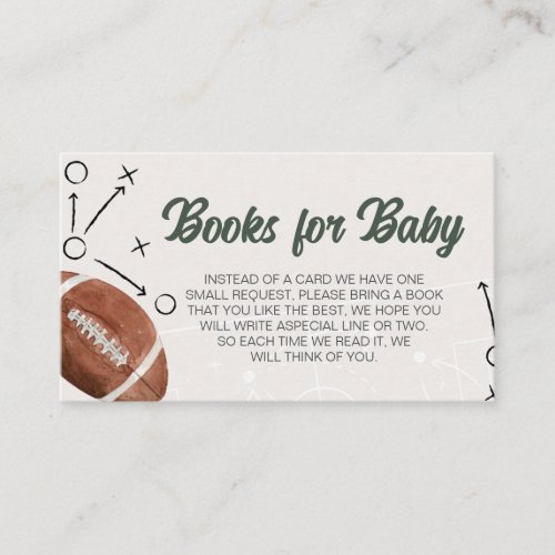 Football Baby Shower Books for Baby Enclosure Card