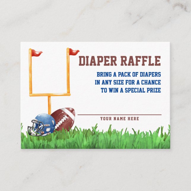 Football Baby Shower Diaper Raffle Enclosure Card (Front)