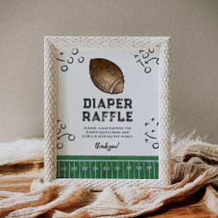 Football Baby Shower Diaper Raffle Sign