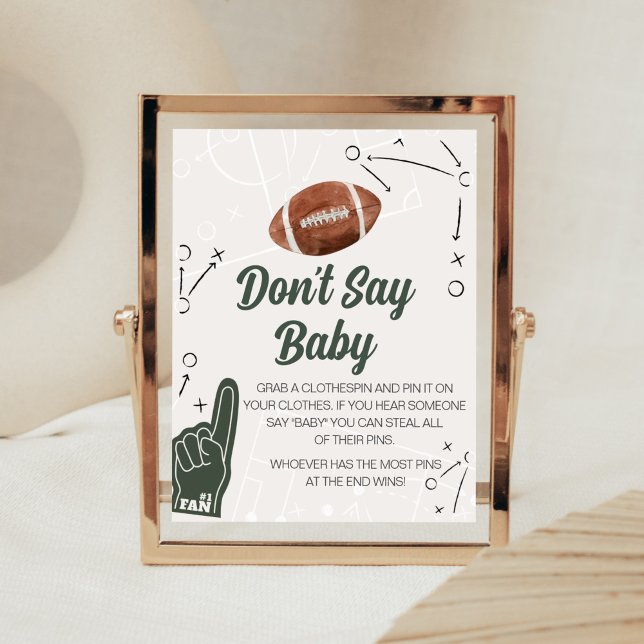 Football Baby Shower Don't Say Baby Sign (A Little All Star Baby Shower Don't Say Baby Sign)