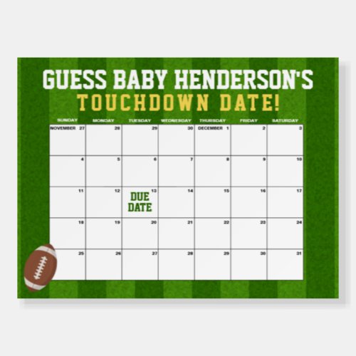 Football Baby Shower Due Date Calendar Foam Board