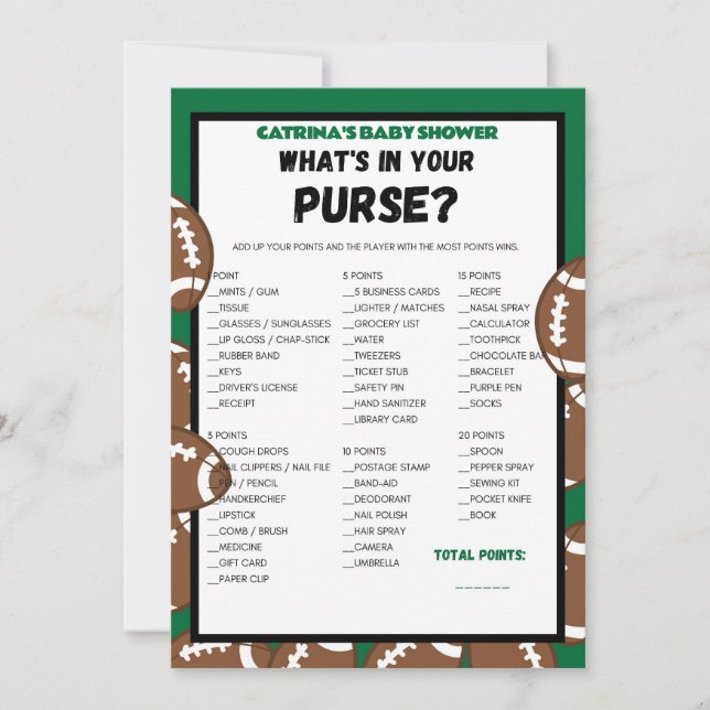 Football Baby Shower Game, Soccer - Editable Name, Invitation (Front)