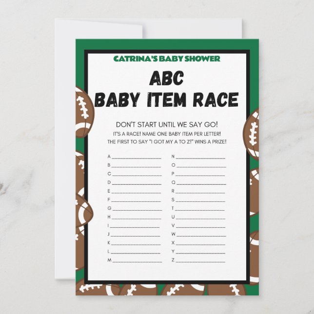 Football Baby Shower Game, Soccer - Editable Name, Invitation (Front)