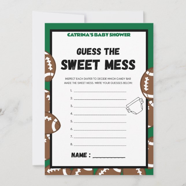Football Baby Shower Game, Soccer - Editable Name, Invitation (Front)