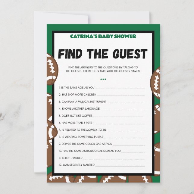 Football Baby Shower Game, Soccer - Editable Name, Invitation (Front)